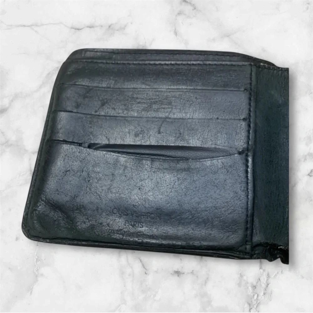 LOUIS VUITTON Bifold Wallet Black Leather